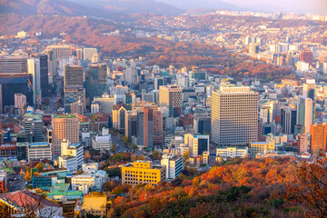 Seoul city skyline, view of South Korea