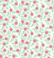 Japanese Cute Flower Ivy Vector Seamless Pattern