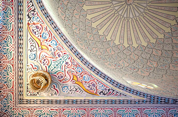 Details of the ceiling in a muslim mosque, islamic traditional islamic ornament.