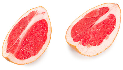 cut of grapefruit isolated on white background. full depth of field. clipping path