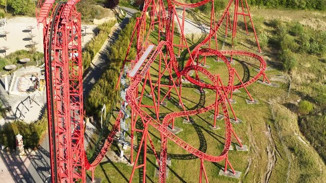 drone flight over amusement park Belantis near Leipzig