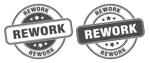 rework stamp. rework label. round grunge sign