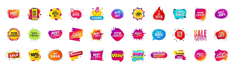 Discount offer sale banners. Best deal price stickers. Black friday special offer tags. Sale bubble coupon. Promotion discount banner templates design. Buy offer sticker. Super deal set. Vector