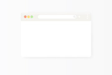 Modern web browser window design isolated on white background. Web window screen mockup with shadow. Internet empty web landing page concept with search bar and buttons. Vector illustration