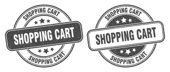 shopping cart stamp. shopping cart label. round grunge sign