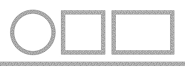 Set greek frame. Meander pattern collection border. Greek frame. Greece ornament. Grecian ancient style. Roman design. Geometric mediterranean decoration. Element antique symbol. Vector illustration