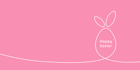 Obraz premium Greeting card with minimalistic egg on pink background. Vector illustration greeting card, ad, promotion, poster, flyer, web-banner, article.