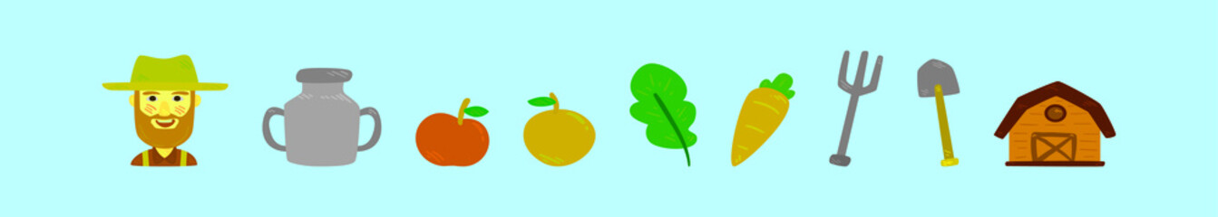 set of peasant and tools cartoon icon design template with various models. vector illustration isolated on blue background