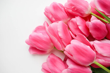 Obraz premium postcard mockup. spring flowers. tulip bouquet and space for text