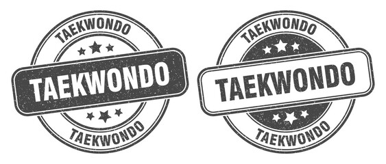 taekwondo stamp. taekwondo label. round grunge sign
