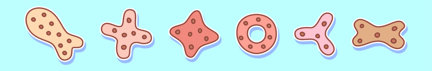 set of dog biscuit cartoon icon design template with various models. vector illustration isolated on blue background