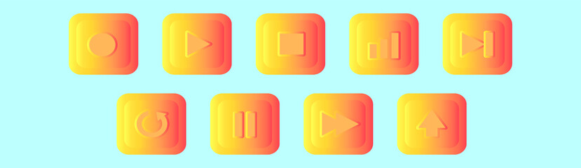 set of play button cartoon icon design template with various models. vector illustration isolated on blue background