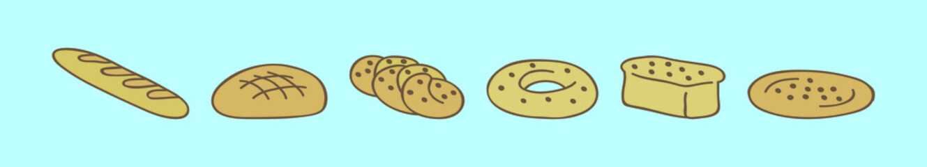 set of challah bread cartoon icon design template with various models. vector illustration isolated on blue background