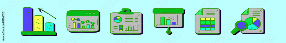 Wall mural set of spreadsheet element cartoon design template with various models. vector illustration isolated