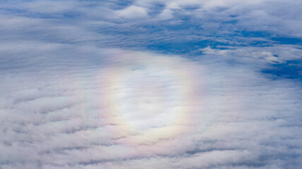 Fototapeta premium 飛行機からブロッケン現象（姫路市上空で空撮）