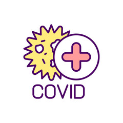 Coronavirus infection RGB color icon. Respiratory tract infection. Prevention and treatment. Syndrome and symptoms. Vaccination and diseases. Problems with health. Isolated vector illustration