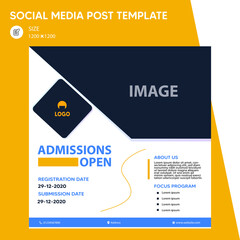 Admission open banner template design. Admission open poster. Admission open social media banner. Social media post template. Admission social media post & web banner. Vector illustration