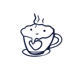 Tea or coffee cup vector doodle hand drawn line illustration