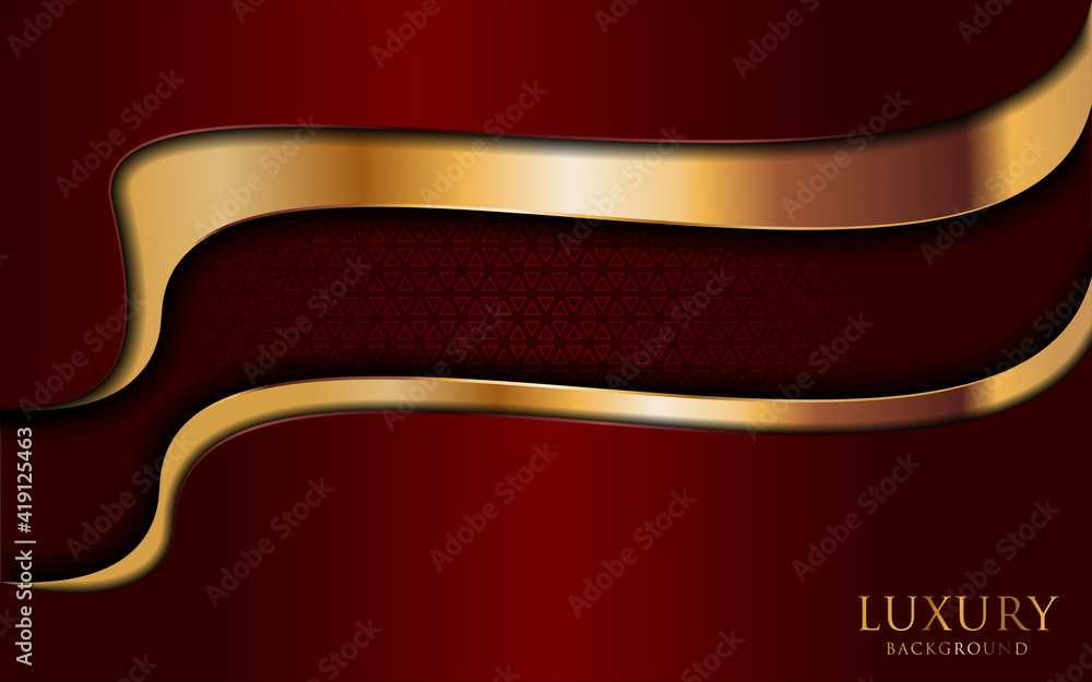 Poster abstract red background and golden lines element combination. luxury elegant background design.