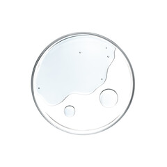 Liquid in petri dish over white background - flat lay