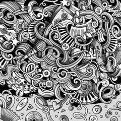 Music hand drawn vector doodles illustration. Musical frame design
