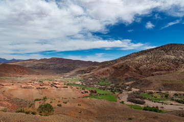 A small traditional village in the Atlas Mountains region, in Morocco, North Africa.