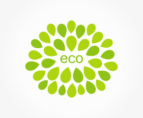 Eco green leaves symbol. Vector illustration.