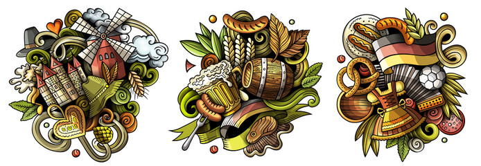 Germany cartoon vector doodle designs set.