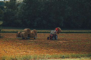 Farmer driving tractor on field. Agriculture concept. © Kitja