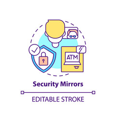Security mirrors concept icon. Avoiding theft idea thin line illustration. Help provide safe and secure work environment. Vector isolated outline RGB color drawing. Editable stroke