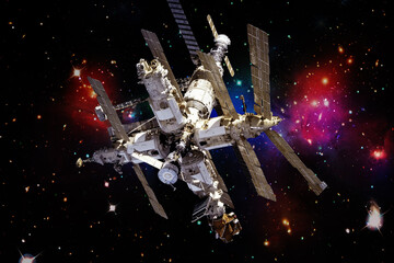 International space station and the earth. The elements of this image furnished by NASA.