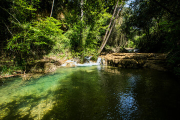 Spring in Salt Dels Murris waterfall, La Garrotxa, Girona, Spain