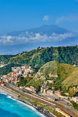 the Taormina station built on the sea in a beautiful sunny early spring day
