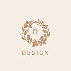 Vector illustration in simple hand drawn and linocut style - natural print, poster or logo design template - spring illustration -  flowers