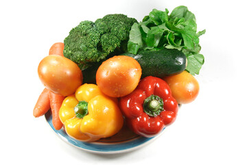 Fototapeta na wymiar Various colored vegetables and fruits.