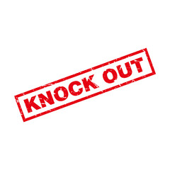 Abstract Red Grungy Knock Out Rubber Stamps Sign Illustration Vector, Knock Out Text Seal, Mark, Label Design Template