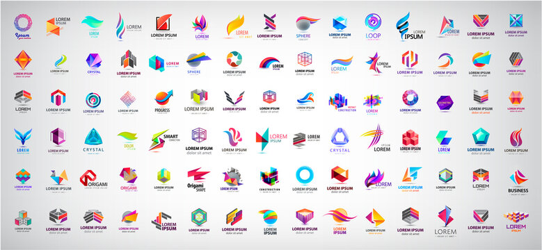 Vector huge set of abstract Logos And Icons. Design identity Elements Collection Isolated. Flat Icons For Business Template Logo, Square Elements, Website, Business Symbol And Circle Elements