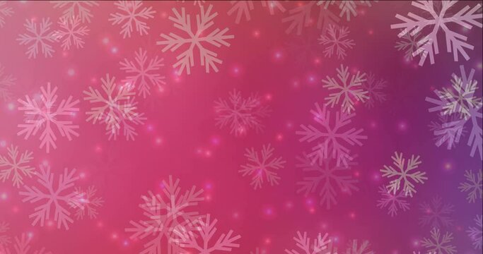 4K looping light pink, red flowing video in Xmas style. Holographic abstract video with snow and stars. Film for web advertising. 4096 x 2160, 30 fps.