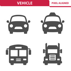 Fototapeta premium Vehicles, Car, Bus, Truck, Taxi Icons