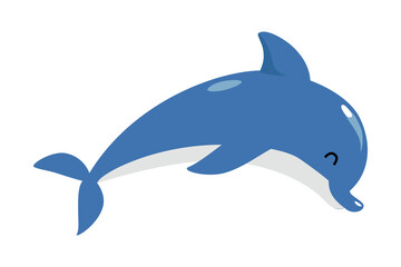 Blue Dolphin as Underwater Sea Animal Vector Illustration