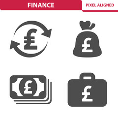 Fototapeta premium Finance, Business, Money, Pound Icons