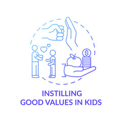 Instilling good values in kids blue gradient concept icon. Teaching child love, respect and kindness. Religion and belief idea thin line illustration. Vector isolated outline RGB color drawing