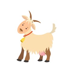 Vector illustration cartoon goat isolated on white. Farm animal