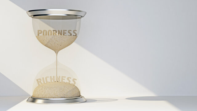 concept hourglass with text poorness and richness