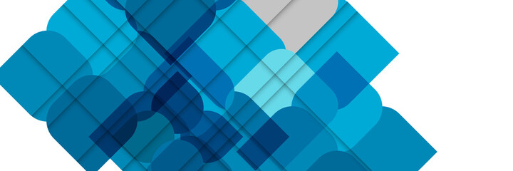 Obraz premium Modern blue grey white square geometrical abstract background. Business or technology presentation design template, brochure or flyer pattern, or geometric web banner 