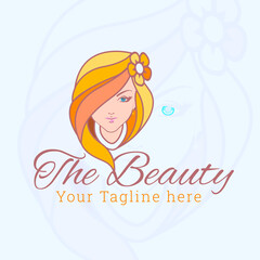 Beauty woman full color fashion logo  for beauty salon, hair salon, cosmetics