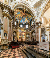 interior view of the cathedral in Valencia showing the altar and nave