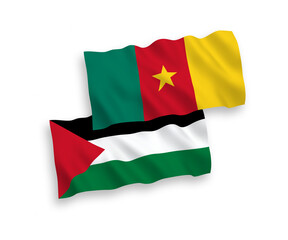 Flags of Cameroon and Palestine on a white background