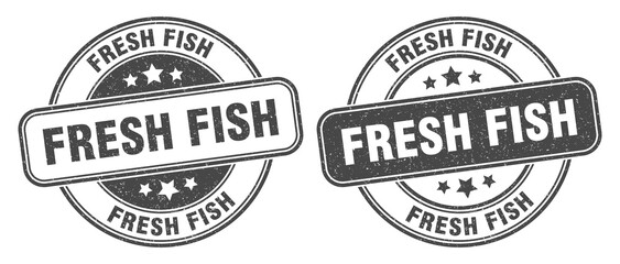 fresh fish stamp. fresh fish label. round grunge sign