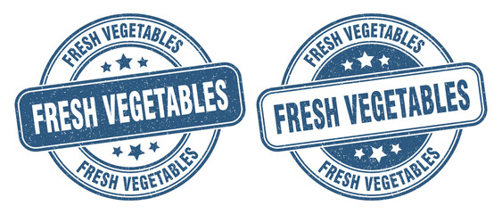 fresh vegetables stamp. fresh vegetables label. round grunge sign